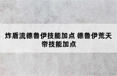 炸盾流德鲁伊技能加点 德鲁伊荒天帝技能加点